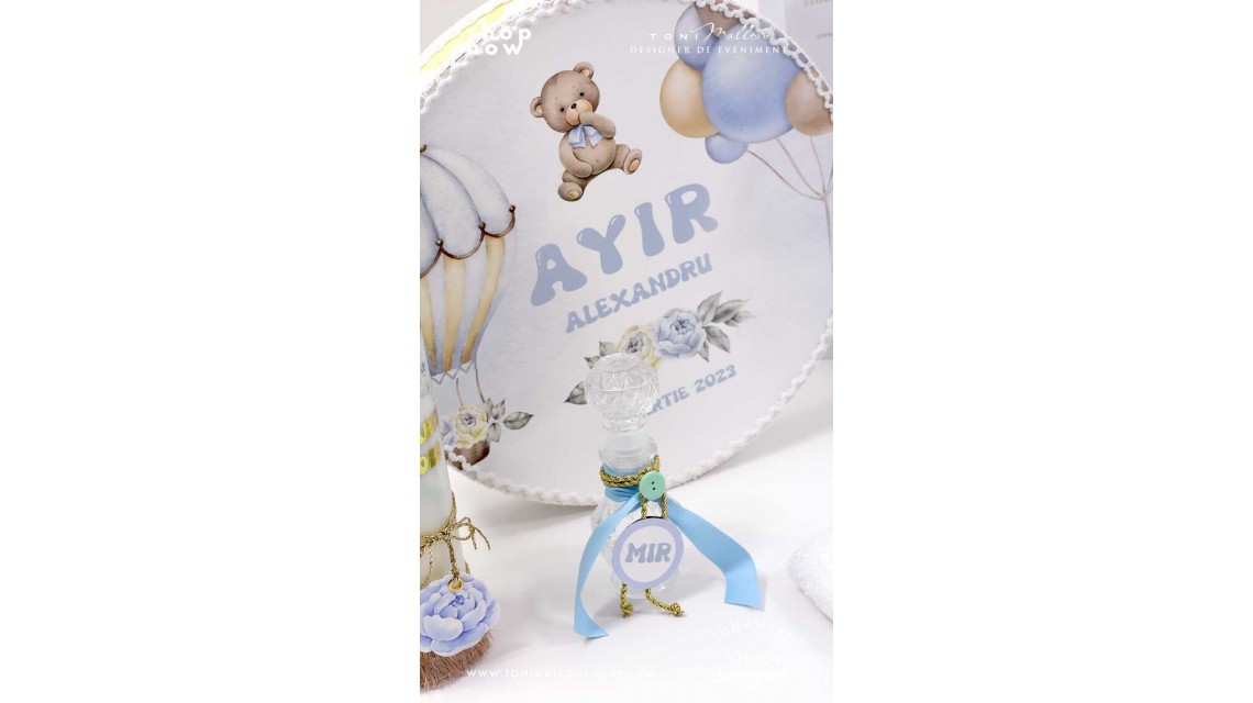 Trusou botez cu ursuleti albastri si baloane de aer cald Teddy Bear Bleu Hot Air Balloons 1